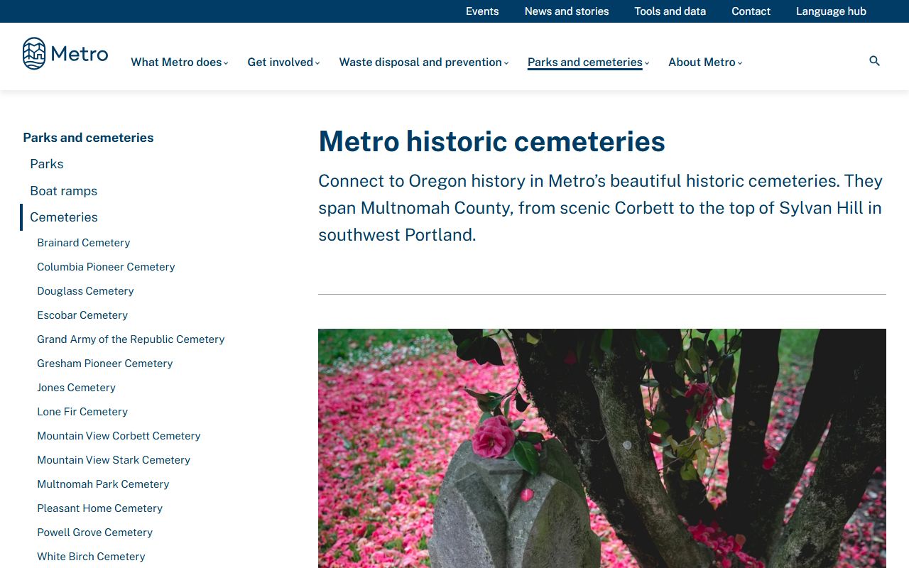 Metro Portland cemeteries for Portland death records research