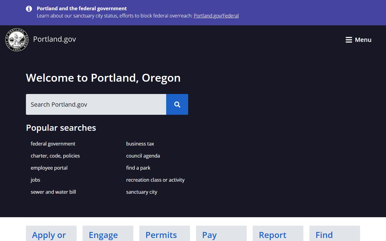 Portland city official website for Portland death records