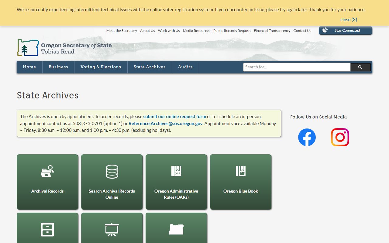 Oregon State Archives for Salem death records research