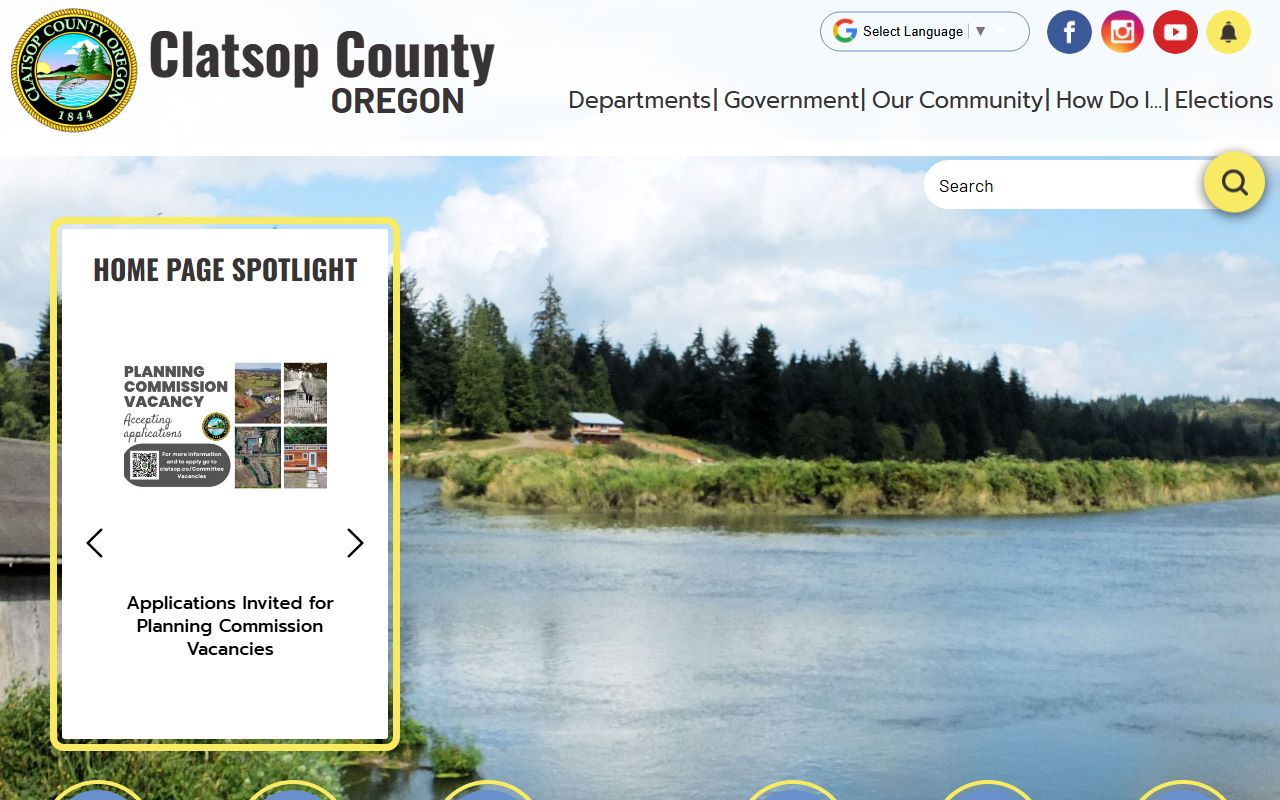 Clatsop County official website for death records