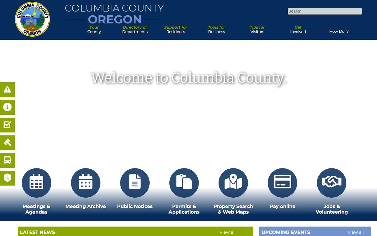 Columbia County official website for death records