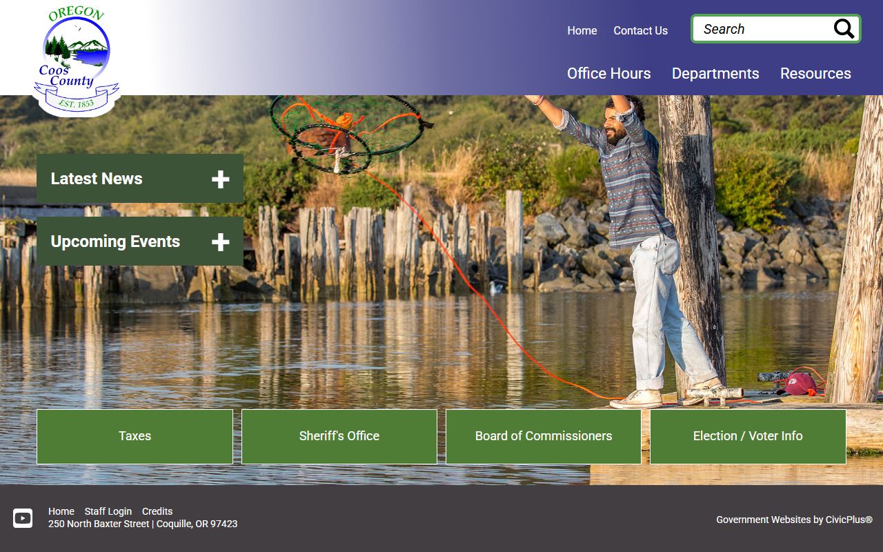 Coos County official website for death records