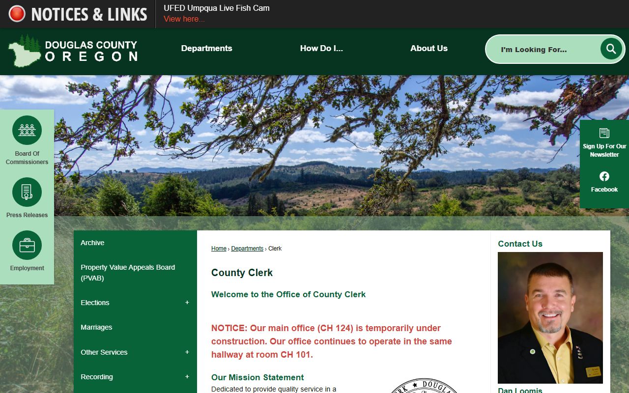 Douglas County Clerk office page for death certificate requests