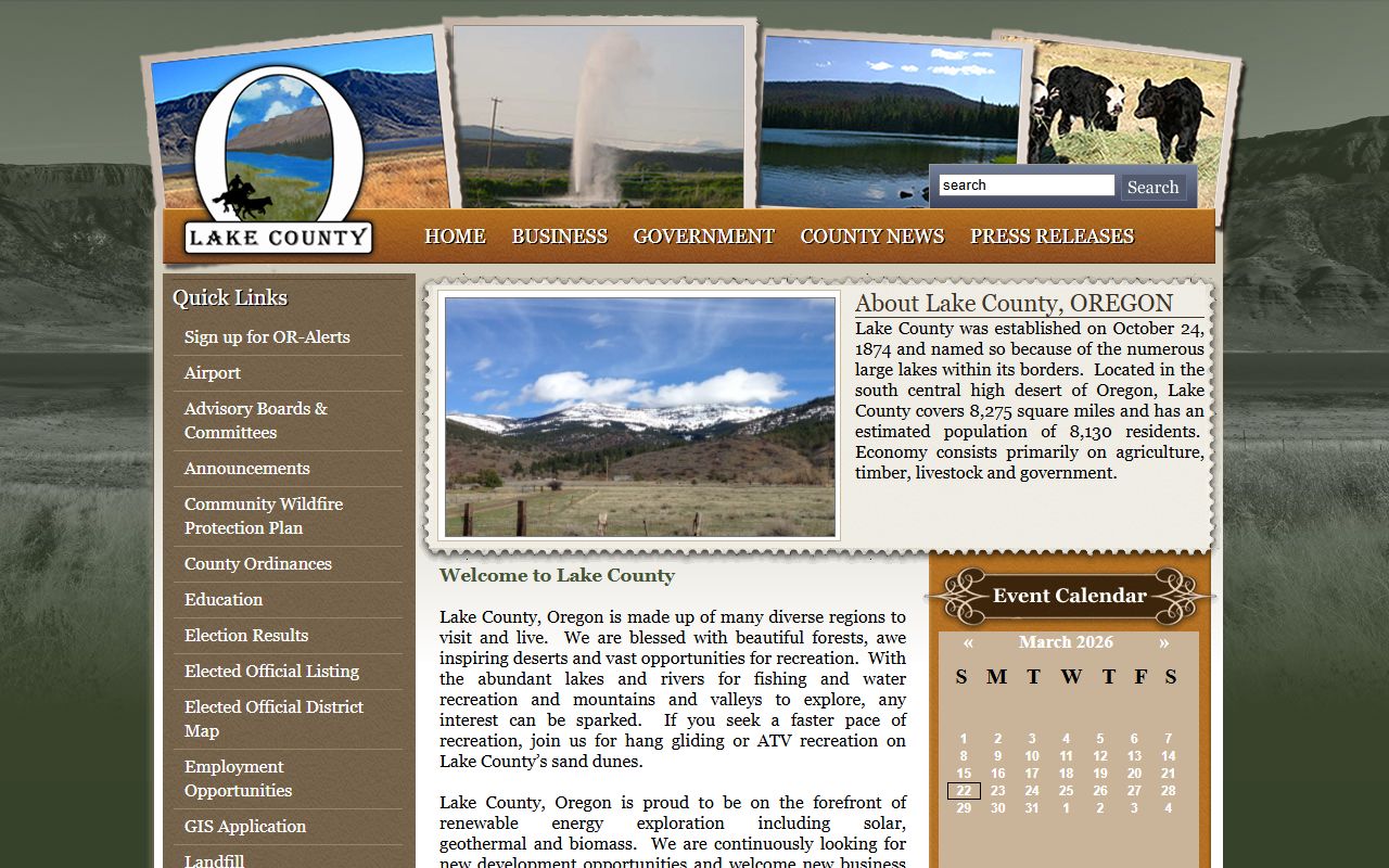 Lake County official website for death records