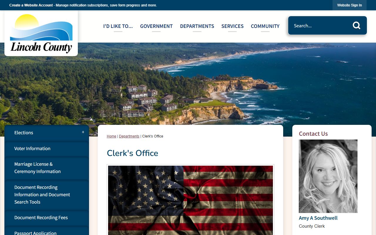 Lincoln County Clerk page for death records