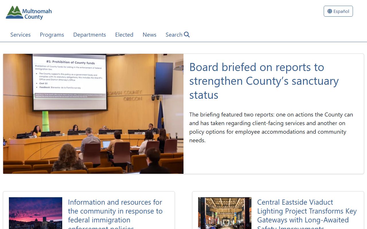Multnomah County official website for death records
