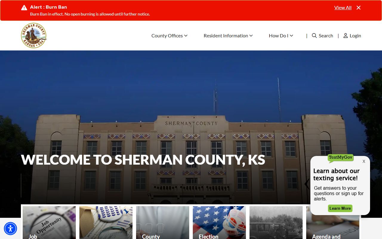 Sherman County official website for death records
