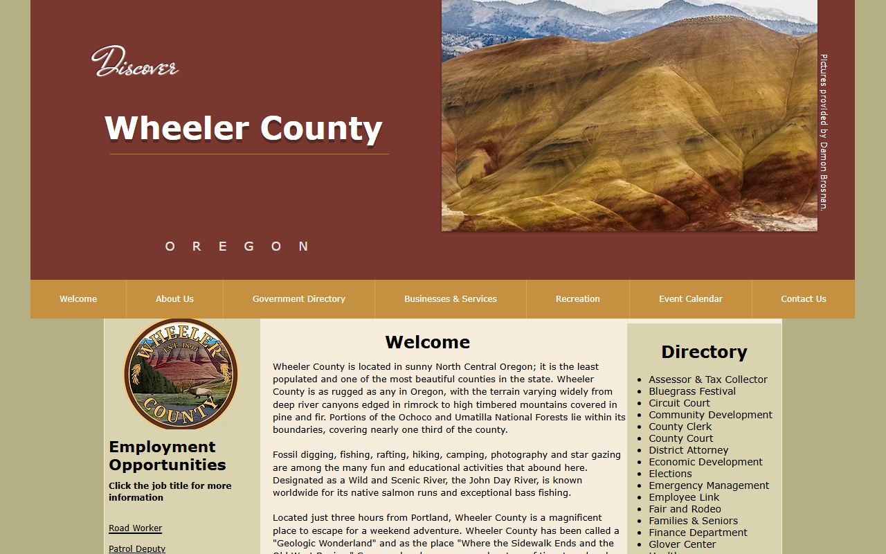Wheeler County official website for death records
