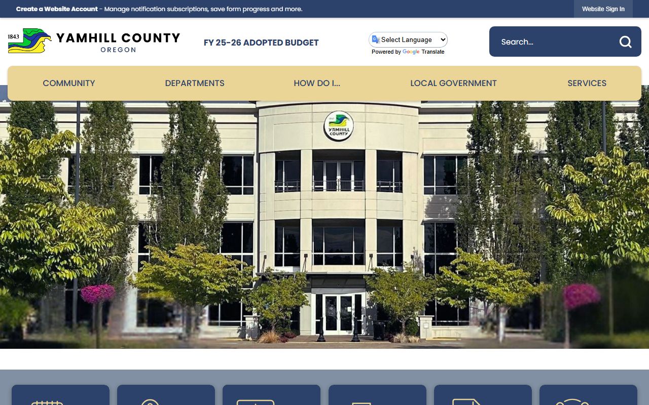 Yamhill County official website for death records